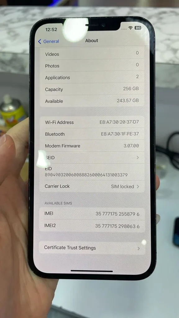 iPhone showing SIM locked carrier lock status before unlock in Malaysia